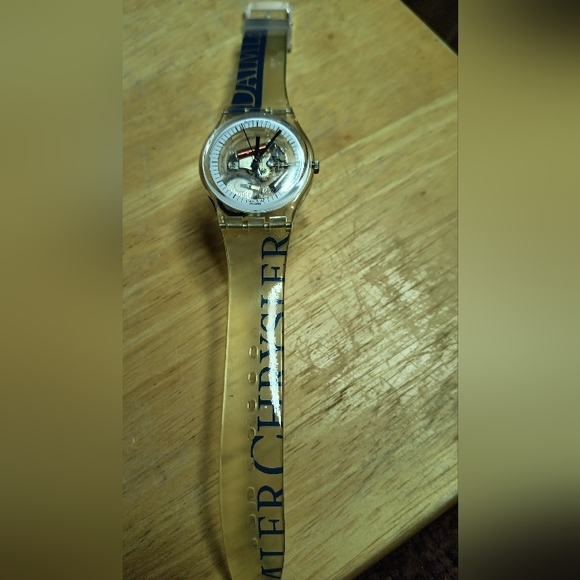 X Swatch Acrylic case black hour markers on white dial ring original Chrysler - Picture 6 of 11